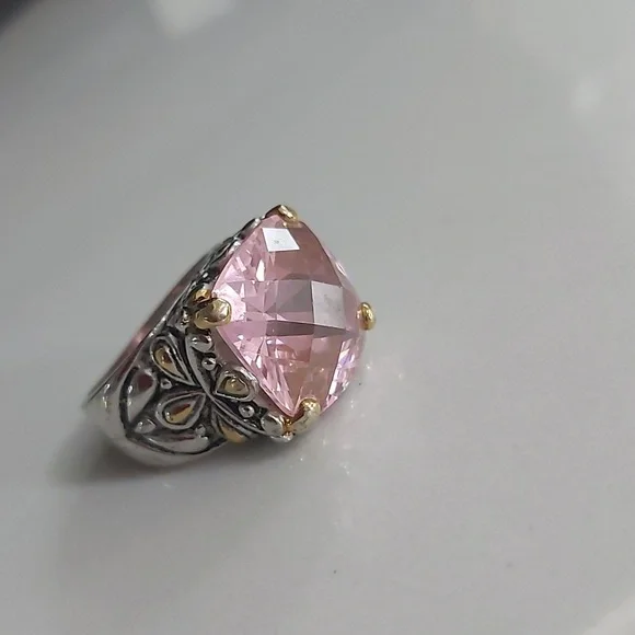 Elegant Pink and Gold/Silver Women's Ring - Picture 6 of 14